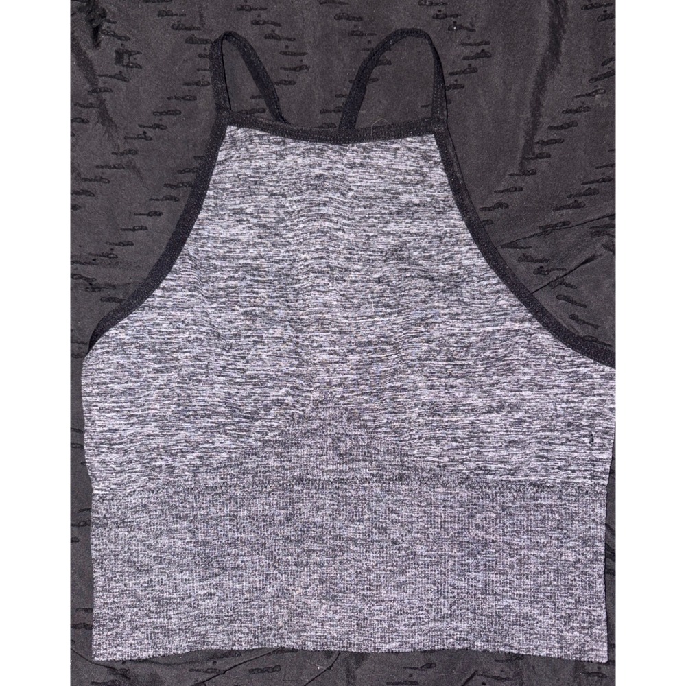 Ready to Go Seamless Gray High Neck Strappy Back Longline Sports‎ Bra, M/L